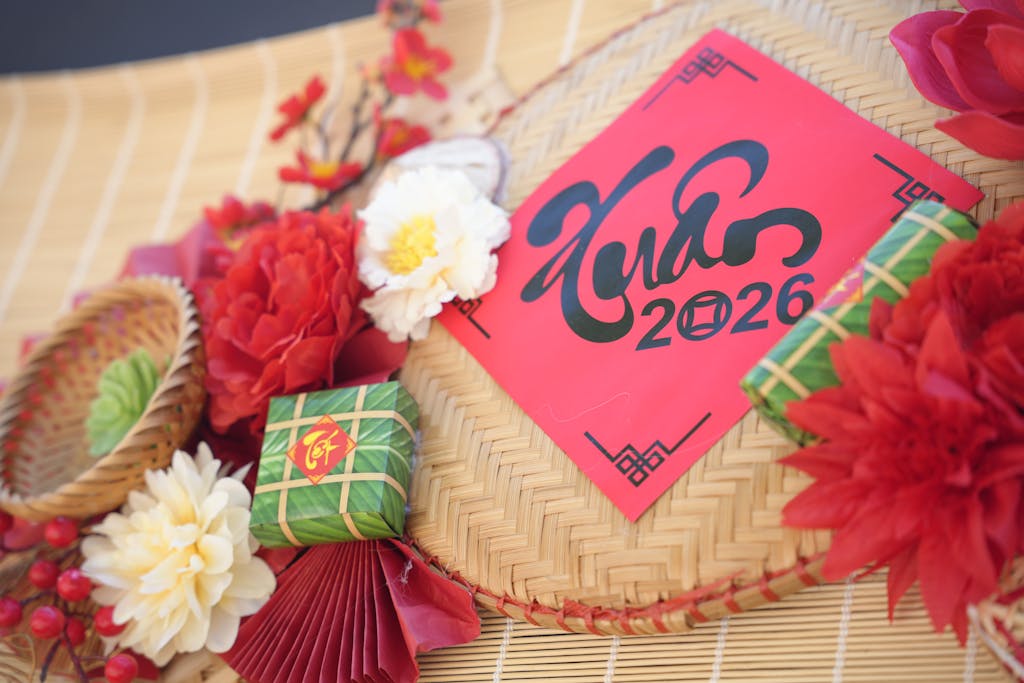 IPL 2026 Schedule Vibrant Lunar New Year 2026 decoration featuring flowers and traditional elements for a festive ambiance.